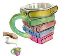 Tazza a forma di libro dipinto, irregolare, per latte artistico, grande capacità, gadget da cucina per latte, tè, birra, cacao, cappuccino