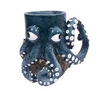 Tazza a forma di polipo, statua di creatura marina, design artistico per amanti del tè al latte, 12,5 x 8 x 10 cm, ideale per viaggi, Natale, festival, regali di compleanno