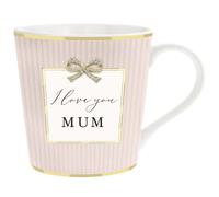 Tazza A Righe Con Fiocco Di Diamante E Scritta - Ti Amo Mamma