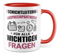 Tazza a strati, idea regalo, scaletta a turno, tazza da caffè, direttrice di costruzione, capo dell'ufficio, squadra, lavoro, idea regalo, collega, fidanzata, umorismo, scritta divertente