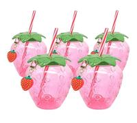 Tazza Alla Fragola, 5 Pezzi Tazze Di Plastica Per Fragole, Tazza Da Caffè Alla Fragola, Bottiglia D'Acqua Portatile Con Pendente a Fragola, Bicchiere Per Bere, Adatto Per Ristoranti, Casa, Ufficio