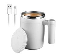 Tazza auto-commovente: 380 ml, tazza da caffè elettrica automatica magnetica in acciaio inox con coperchio, tazza di miscelazione per latte, cacao, caffè, tè, succo di frutta (bianco)