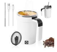 Tazza auto-commovente, 380 ml, tazza da caffè in acciaio inox, automatica e magnetica, per misurare la temperatura per caffè, latte (bianco)
