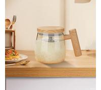 Tazza auto-commovente: 400 ml, tazza da caffè elettrica automatica in vetro borosilicato alto con coperchio, con manico, per caffè, tè, latte, cacao (colore acero)