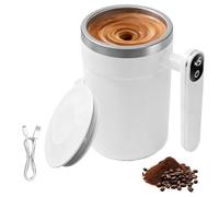 Tazza auto-commovente con coperchio e maniglia, USB, automatica, in acciaio inox, 400 ml, con indicatore di temperatura, tazza da caffè