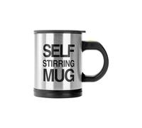 Tazza Automescolante con Tappo e Pulsante - Perfetta per Tè e Caffè, per Ufficio e Casa, in Acciaio Inox e Plastica, 350ml, 13.5x9.5x13cm, Nero e Argento