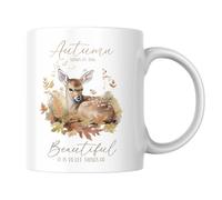 Tazza autunnale con cervo - Autumn Shows Us How Beautiful It Is to Let Things Go, tazza da caffè ad acquerello, regalo per amici animali selvatici, amanti della natura e decorazione autunnale