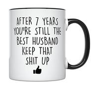 Tazza Bicchiere 7 Year Wedding Anniversary Husband Tazza Personalizzata | Collega 2 pezzi Simpatico Tazza per Tè o Caffè Riutilizzabile Tazzine Caffè Mamma Principesse