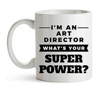 Tazza Bicchiere Art Director Whats Your Super Power Tazza Personalizzata | Mestieri 2 pezzi Elegante Tazza Colazione Riutilizzabile Coppe Laurea Collega