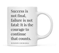 Tazza Bicchiere Success is Not Final Failure is Not Tazza con Scritta | Collega 2 pezzi-330ml Riutilizzabile Tazzine Caffe Elegante Tazzine Caffè Laurea Colazione