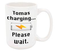 Tazza Bicchiere Tomas Charging Tazza da Ufficio Amico 2 pezzi | Divertente Tazza per Tè o Caffè Simpatico Tazzine Caffè Compleanno Festa del papà