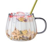 Tazza - Bicchiere Trasparente 400ml Con Manico | Bicchieri A Righe Colorate | Tazza Caffè Tè Multifunzionale Per Latte Tè Soda Acqua Succo Latte Di Soia, Stoviglie Da Servizio Resistente G