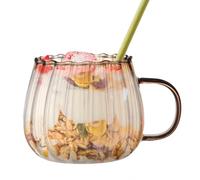 Tazza - Bicchiere Trasparente 400ml Con Manico | Bicchieri A Righe Colorate | Tazza Caffè Tè Multifunzionale Per Latte Tè Soda Acqua Succo Latte Di Soia, Stoviglie Da Servizio Resistente G