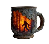 Tazza Bigfoot Con Fuoco Nella Foresta, Tazza Da Caffè Vintage 3d Sasquatch Bigfoot Da Esterno, Tazza Da Regalo Per Amanti Della Natura, Amanti Della Montagna, Campeggiatori, Amore Paranormale (1 pz)