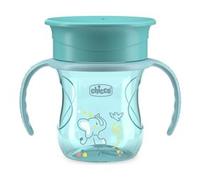 Chicco Perfect Cup Primo Bicchiere per Bambini 200 ml, 1 Tazza Biberon 12+ Mesi per Imparare a Bere, con Membrana in Silicone a 360° e Manici Rimovibili, senza BPA, Azzurro