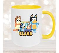 Tazza Bluey #2 in ceramica, personalizzabile, in diversi colori, colore giallo