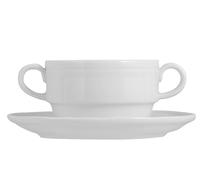 Tazza Brodo Con Piatto In New Bone China 2 Manici Impiabilel Beige Home