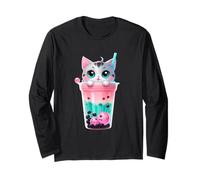 Tazza Bubble Tea con Gattino e Perle Colorate Maglia a Manica