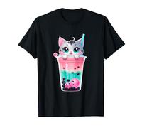 Tazza Bubble Tea con Gattino e Perle Colorate Maglietta