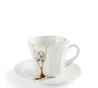 Seletti Tazzina da caffè Kintsugi n°3 con piattino in porcellana e oro 24 carati Bianco