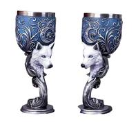 Tazza Caffe Confezione Da Due Calici Medievali Europei Vintage Per Gli Appassionati Di Storia E Cultura Maschile, Decorazioni Da Bar A Tema - Blue Snow Wolf