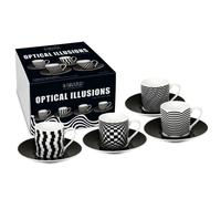TAZZA CAFFÈ OPTICAL KONITZ CON PIATTINO IN CONFEZIONE DA 4 PEZZI