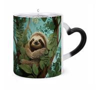 Tazza cambiante a forma di bradipo Hug Tree da 11 once, tazza da caffè con manico a forma di orecchio, divertenti tazze in ceramica, tazze personalizzate, tazze da tè calde per regali da uomo e donn