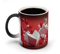 Tazza che cambia colore con il calore, divertente tazza da caffè a forma di cuore galleggiante con manico, tazza in ceramica sensibile al calore, tazze novità personalizzate, tazze da tè calde per u