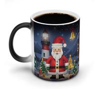 Tazza che cambia colore con il calore, divertente tazza da caffè con faro e Babbo Natale, con manico, tazza in ceramica sensibile al calore, tazze novità personalizzate, tazze da tè calde per uomini