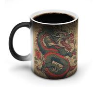 Tazza che cambia colore con il calore, divertente tazza da caffè con motivo a drago beige, con manico, tazze in ceramica termosensibili, tazze novità personalizzate, tazze da tè calde per uomini e d