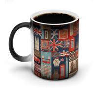 Tazza che cambia colore con il calore, divertente tazza da caffè con simboli dell'Inghilterra, tazza in ceramica sensibile al calore, tazze novità personalizzate, tazze da tè calde per uomini e donn
