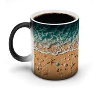Tazza che cambia colore con il calore, divertente tazza da caffè con stella marina dell'oceano e manico, tazze in ceramica termosensibili, tazze novità personalizzate, tazze da tè calde per uomini e
