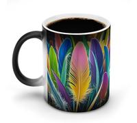 Tazza che cambia colore con il calore, divertente tazza da caffè con tante piume, tazza in ceramica sensibile al calore, tazze novità personalizzate, tazze da tè calde per uomini e donne, 11 once
