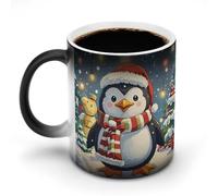 Tazza che cambia colore con il calore, divertente tazza da caffè natalizia con pinguino, con manico, in ceramica sensibile al calore, tazze personalizzate, tazze da tè calde per uomini e donne, 11 o