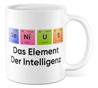 Tazza chimico regalo Genius - L'elemento dell'intelligenza, tazza da caffè chimica laboratorio scienza colleghi fidanzata colleghi idea regalo tavola periodica lavoro studio ricerca ufficio tazza