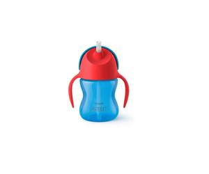 Tazza colorata con cannuccia blu 200ml avent