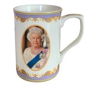Tazza commemorativa Sua Maestà la Regina Elisabetta II Fine Bone China UK Roy...