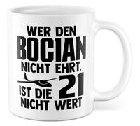 Tazza con aliante con scritta - Wer den Bocian nicht ehrt, ist die 21 nicht wert - Tazza da caffè in ceramica da 330 ml - Volare a vela, aereo, pilota, tazza da caffè