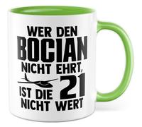 Tazza con aliante con scritta - Wer den Bocian nicht ehrt, ist die 21 nicht wert - Tazza da caffè in ceramica da 330 ml - Volare a vela, aereo, pilota, tazza da caffè