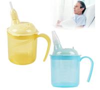 Tazza con becco per anziani, 2 pezzi, 300 ml, a prova di perdite, per anziani, con coperchio e cannuccia, per anziani, con manici per anziani, pazienti, disabili