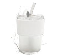 Tazza con cannuccia con coperchio, tazza di vetro con cannuccia, tazze portatili per bere all'aperto, elegante tazza da 400 ml con coperchio e cannuccia, bicchieri a prova di calore per la vita