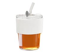Tazza con cannuccia con coperchio, tazza di vetro con cannuccia, tazze portatili per bere all'aperto, elegante tazza da 400 ml con coperchio e cannuccia, bicchieri a prova di calore per la vita
