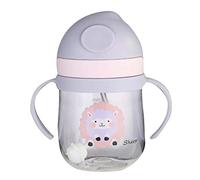 Tazza con Cannuccia per Bambini a Prova di Perdite con Cannuccia Ponderata, Cannuccia a Forma di V, capacità di 250 Ml, Scala Trasparente Che Non Sbiadisce, Plastica Resistente,