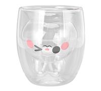 Tazza con coniglietto in vetro isolato a doppia parete, tazza da caffè e caffè Kawaii, come regalo per donne e uomini, ufficio e compleanno personale, Natale (A)