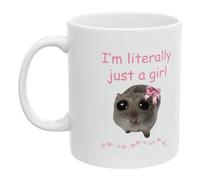 Tazza con criceto triste I'm Literally Just A Girl Tazza in ceramica con papillon 350 ml Triste Hamster Meme Tazza da caffè Hamster Tazza da tè Triste Hamster Design unico divertente tazza che fa