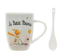 Tazza con cucchiaio e immagine di un pianeta, ispirata a Il piccolo principe