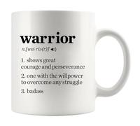 Tazza con definizione guerriero, regalo ispiratore, per donne e uomini, regalo motivazionale di incoraggiamento, tazza in ceramica, 325 ml, bianca
