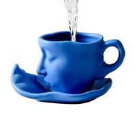 Tazza con Faccia, Tazze in Ceramica con Piattino, Faccia Tazze da caffè Set di Ceramica Baci Coppia di Tazza da caffè, 100 Ml, Regali per Donne/Regali per Uomini