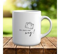 Tazza Con Frase "Vado Via - Viaggi" T35 Vacanza Pausa Regalo 330 Ml