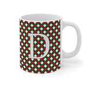 Tazza con lettera D con iniziale, 325 ml, con scritta in lingua inglese "Family Name", divertente tazza da caffè, regalo per pensionamento, per donne, migliore amica, in ceramica, bianca